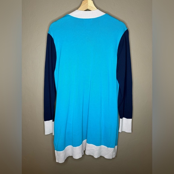 Lands' End Women's Turquoise and Navy Colorblock Duster Cardigan Bold Size XL - Picture 11 of 16